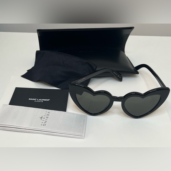 Saint Laurent NWT YSL NEW WAVE SL 181 LOULOU Black Heart Sunglasses - Picture 4 of 8
